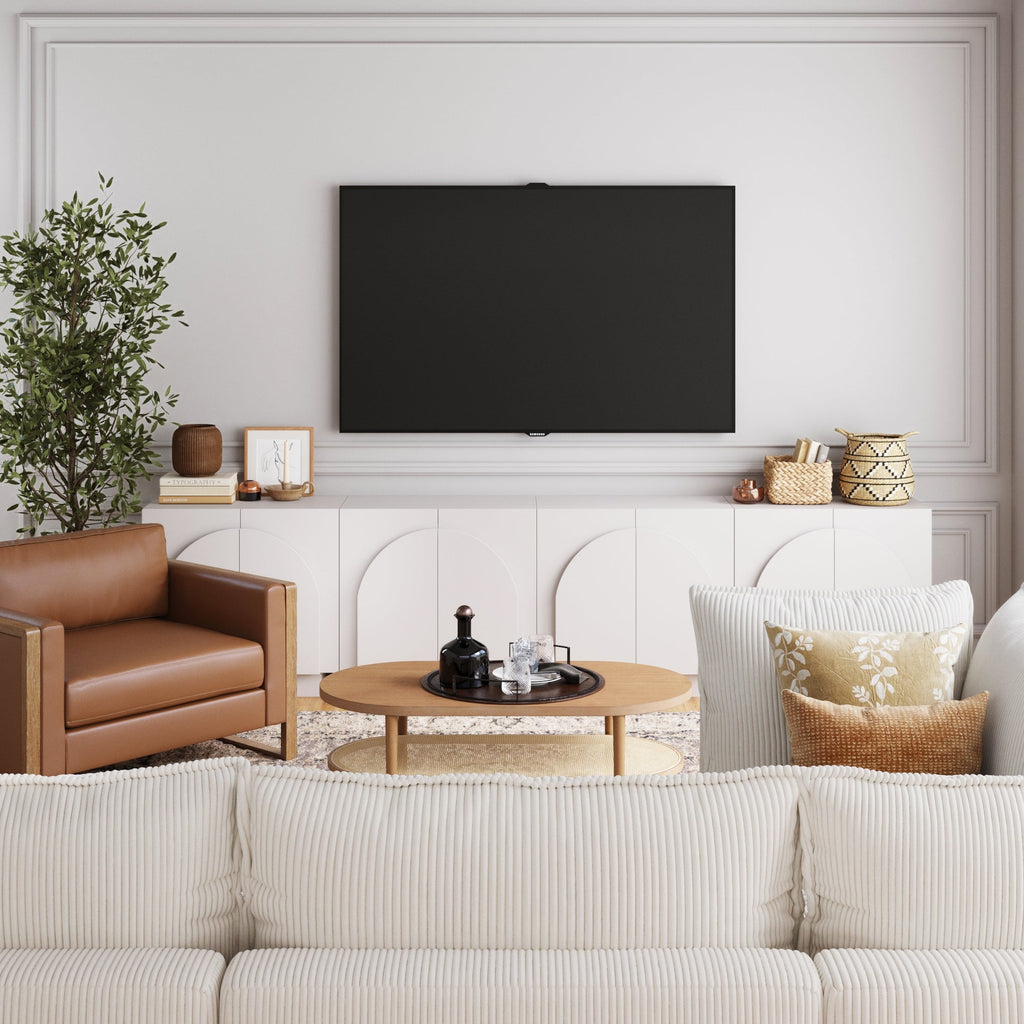 Wood Mid-Century Arched TV Console Credenza