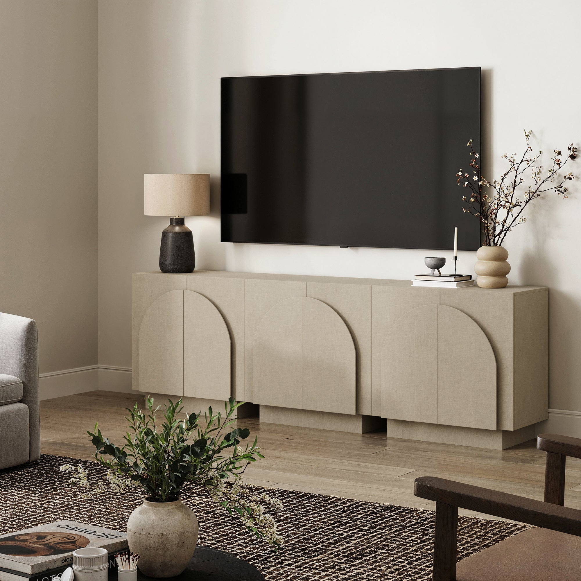 Arched TV Console Cabinet for TVs up to 75"
