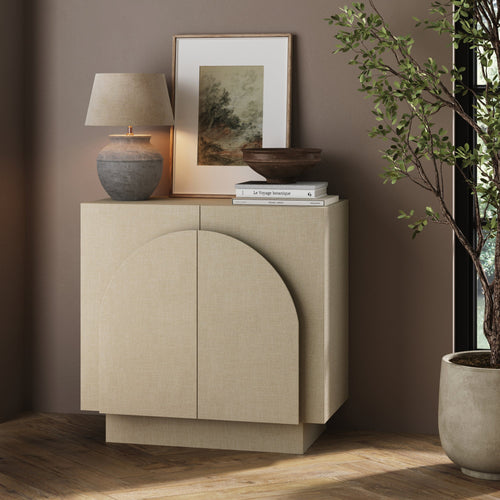 Arched Fabric Wrapped Storage Cabinet