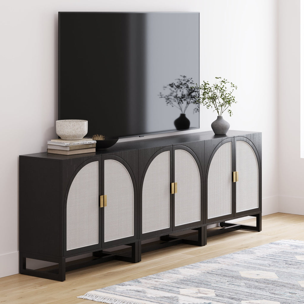 Rattan Arched Storage Cabinet Credenza