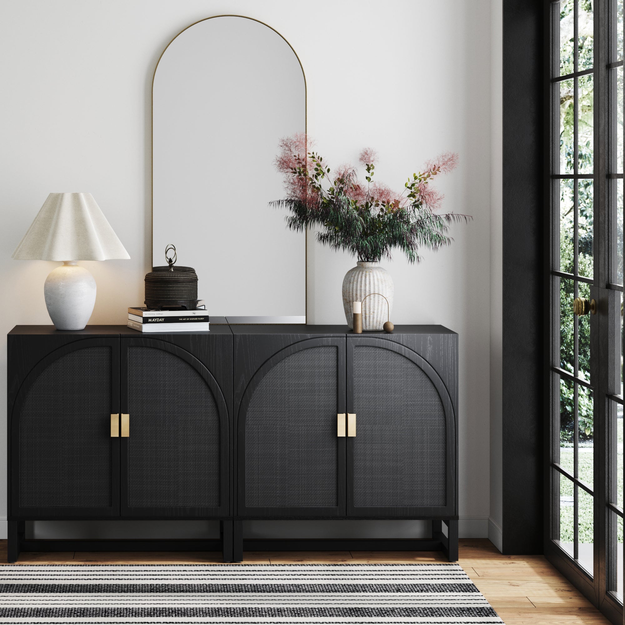 Rattan Arched TV Console Stand for TVs up to 65"