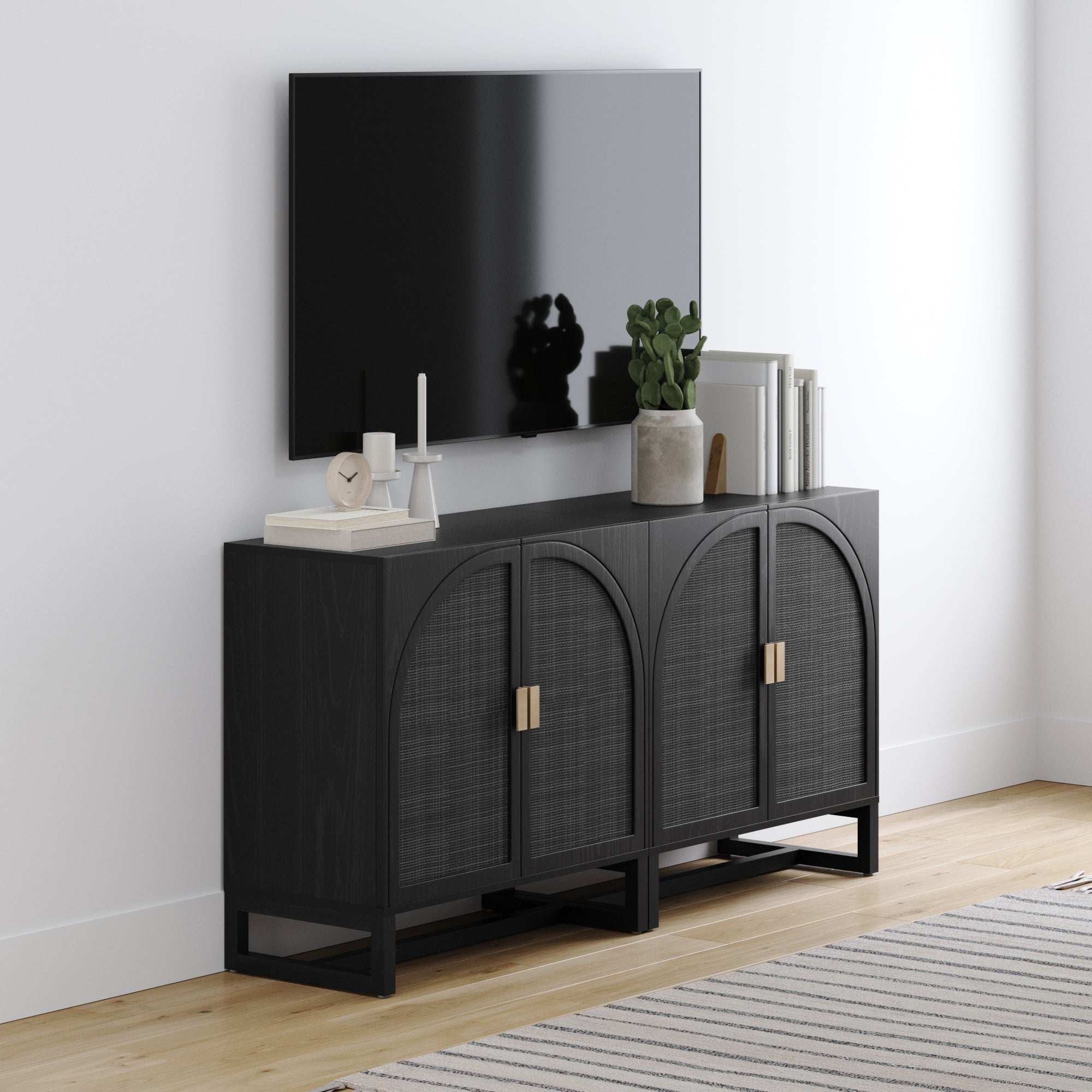 Arched Wooden Storage Credenza