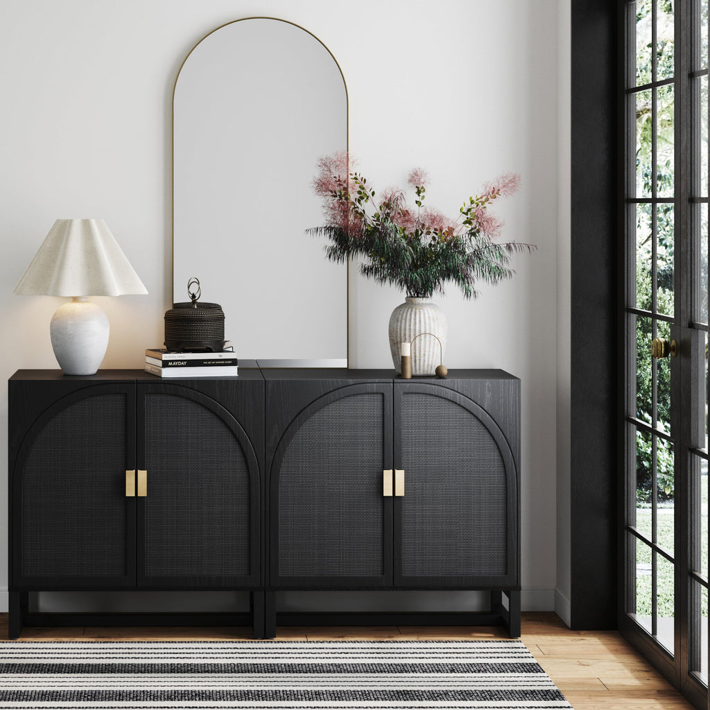 Arched Wooden Storage Credenza