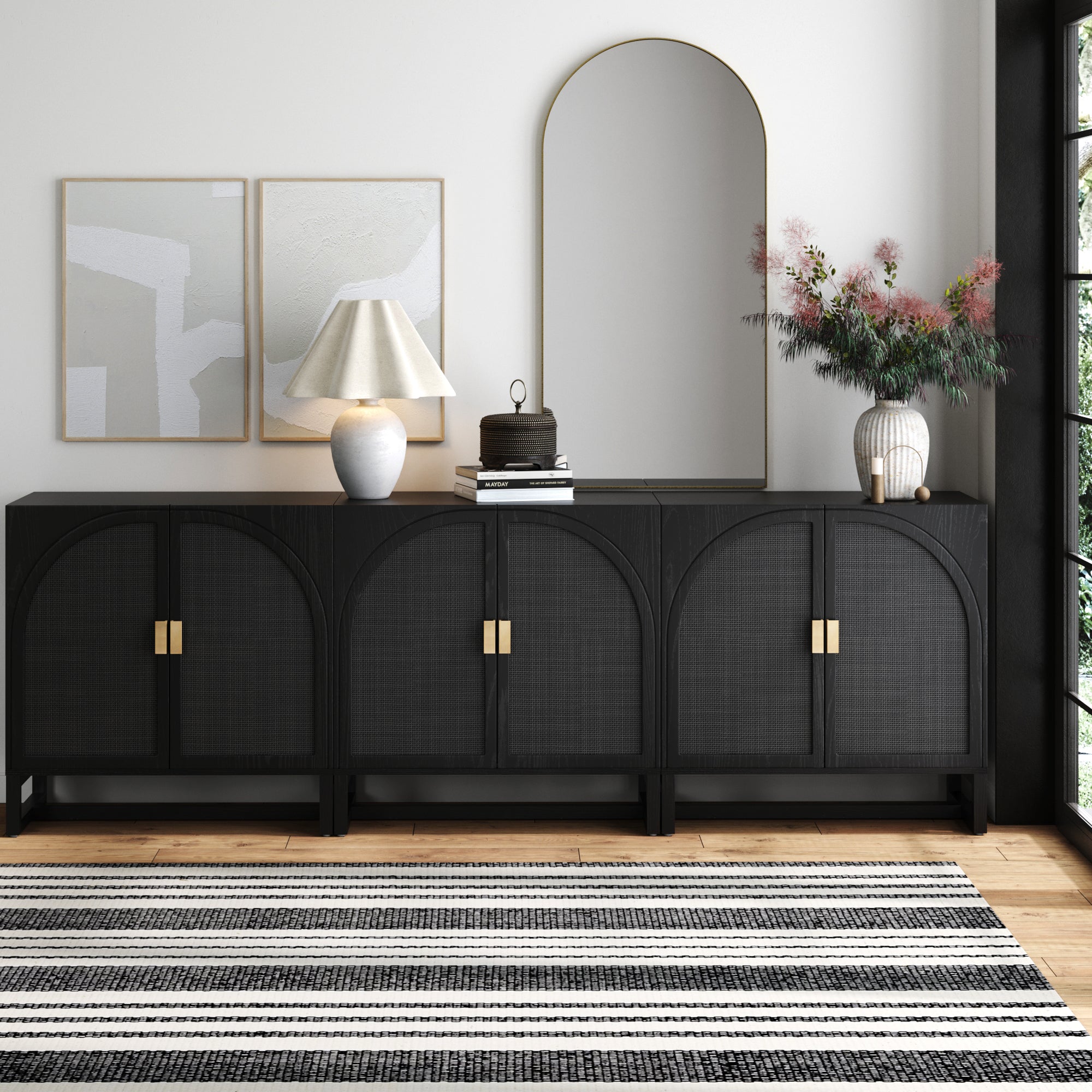 Rattan Arched TV Console Stand for TVs up to 75"