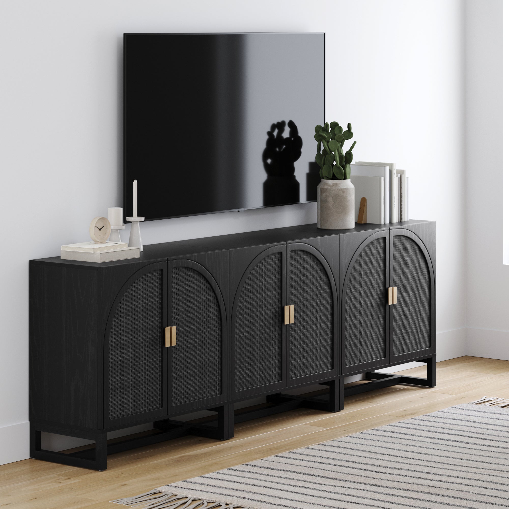 Rattan Arched TV Console Stand for TVs up to 75"