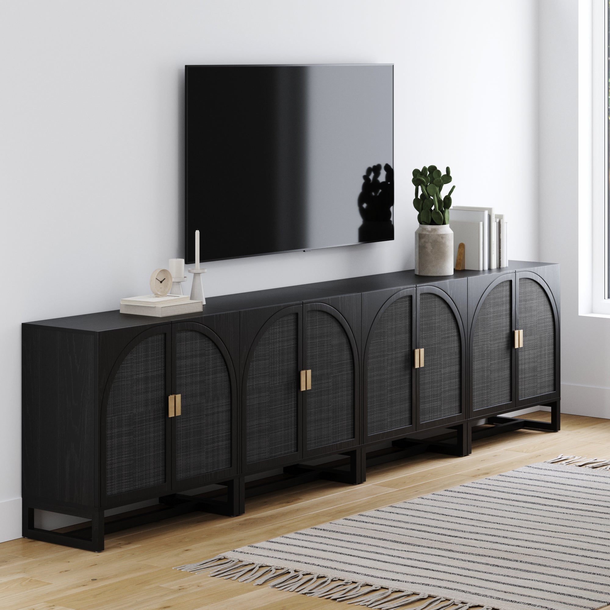 Arched Wooden Storage Credenza