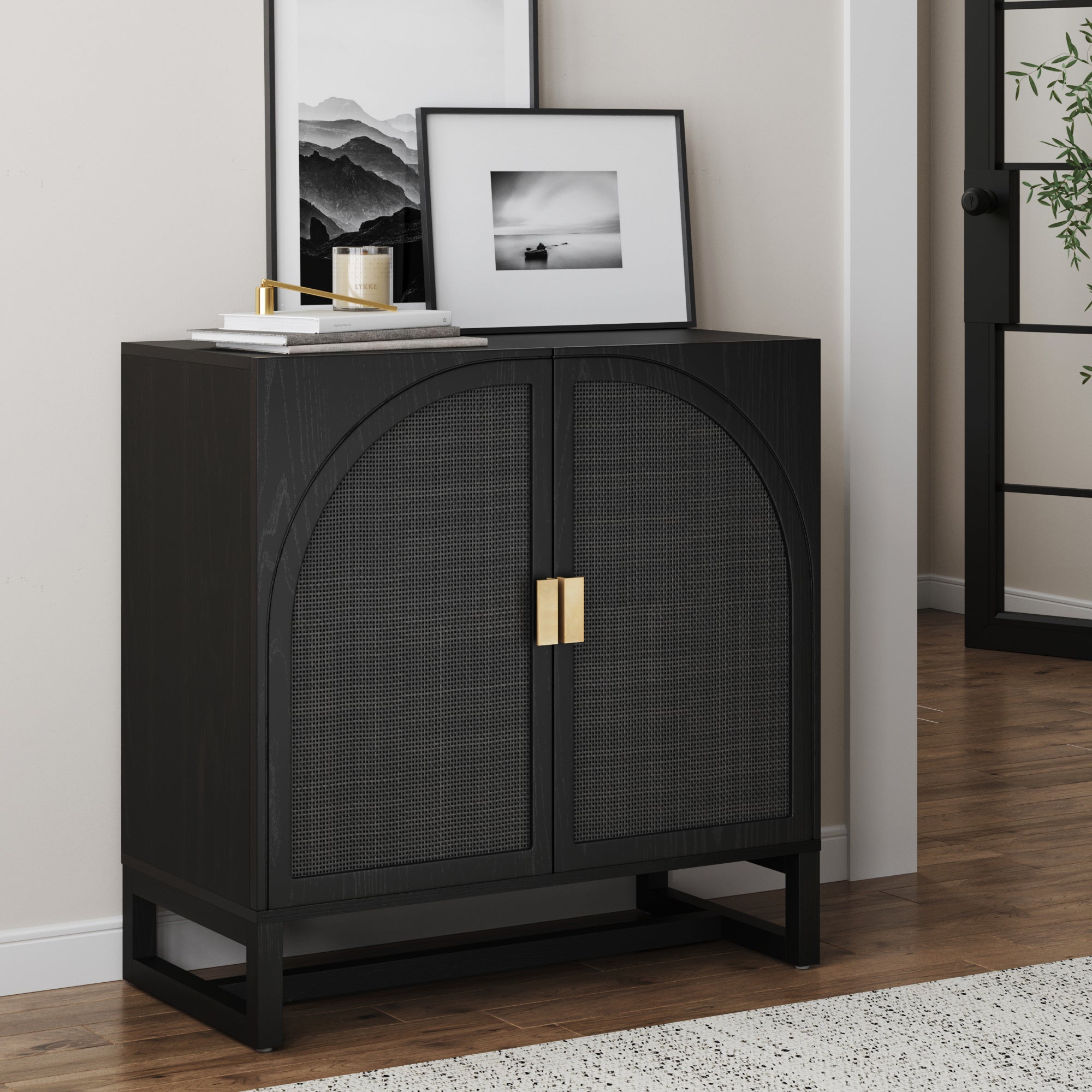 Arched Wooden 2-Door Storage Cabinet