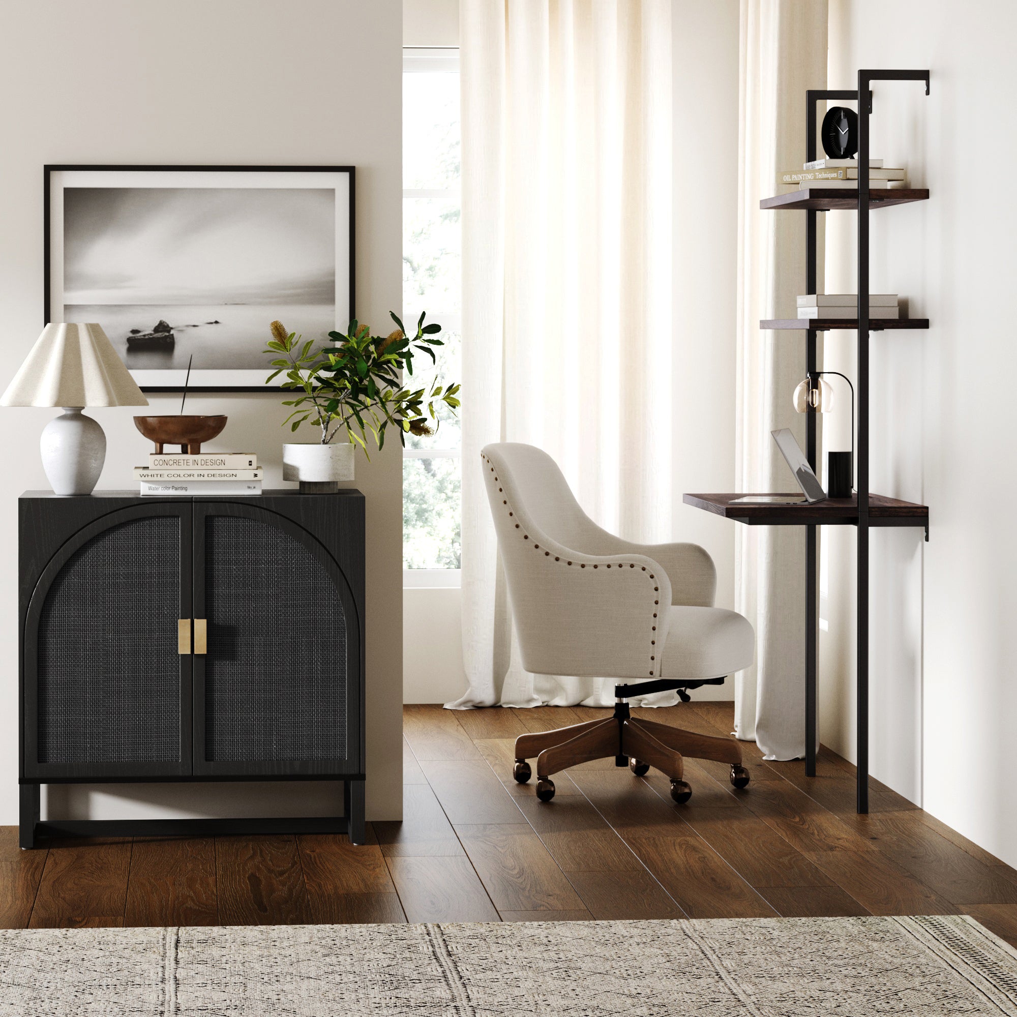 Arched Wooden 2-Door Storage Cabinet