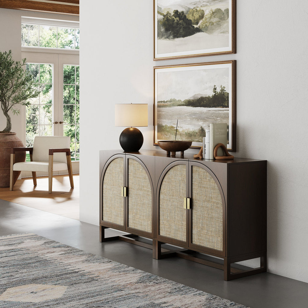 Boho Arched Storage Credenza Dark