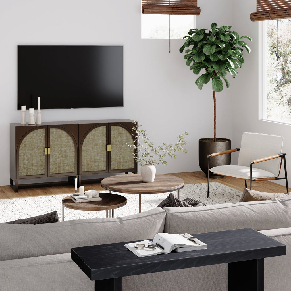 Rattan Arched TV Console Stand for TVs up to 65"