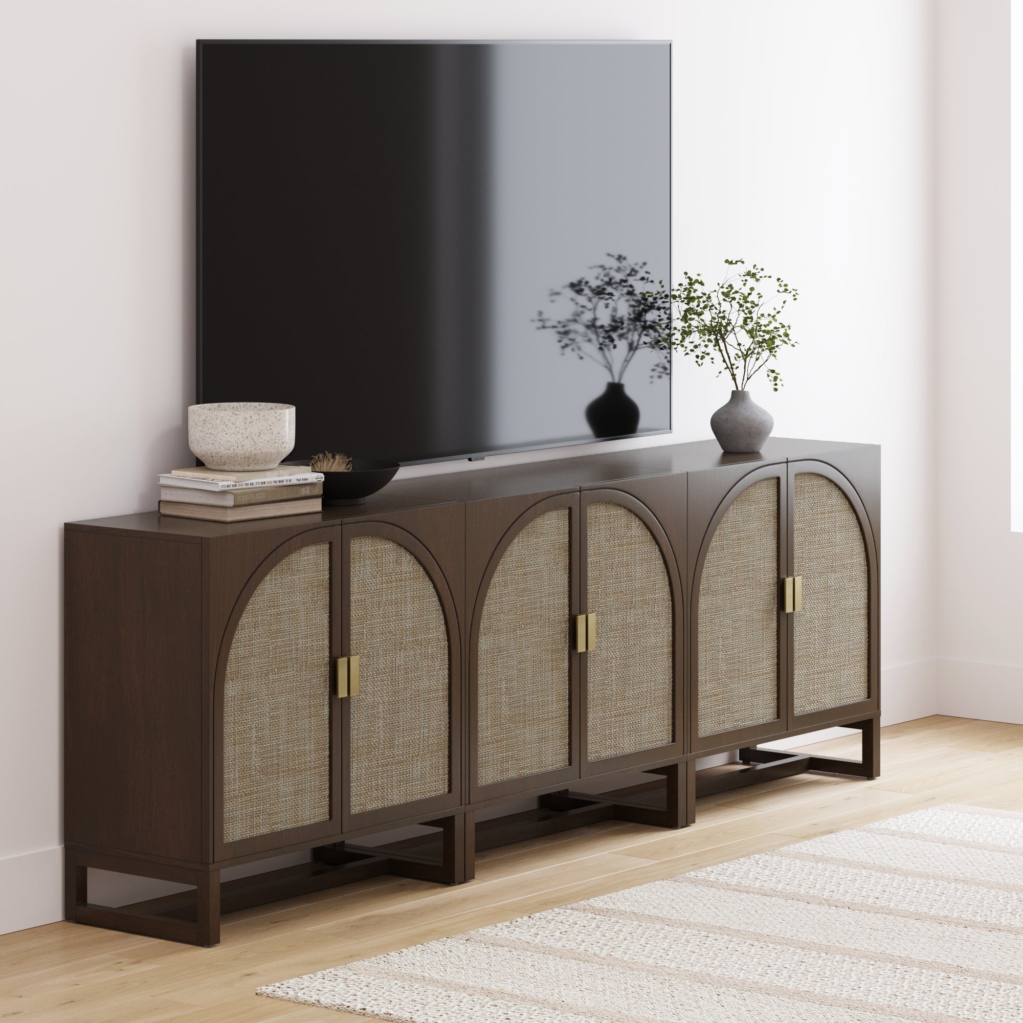 Boho Arched Storage Credenza Dark