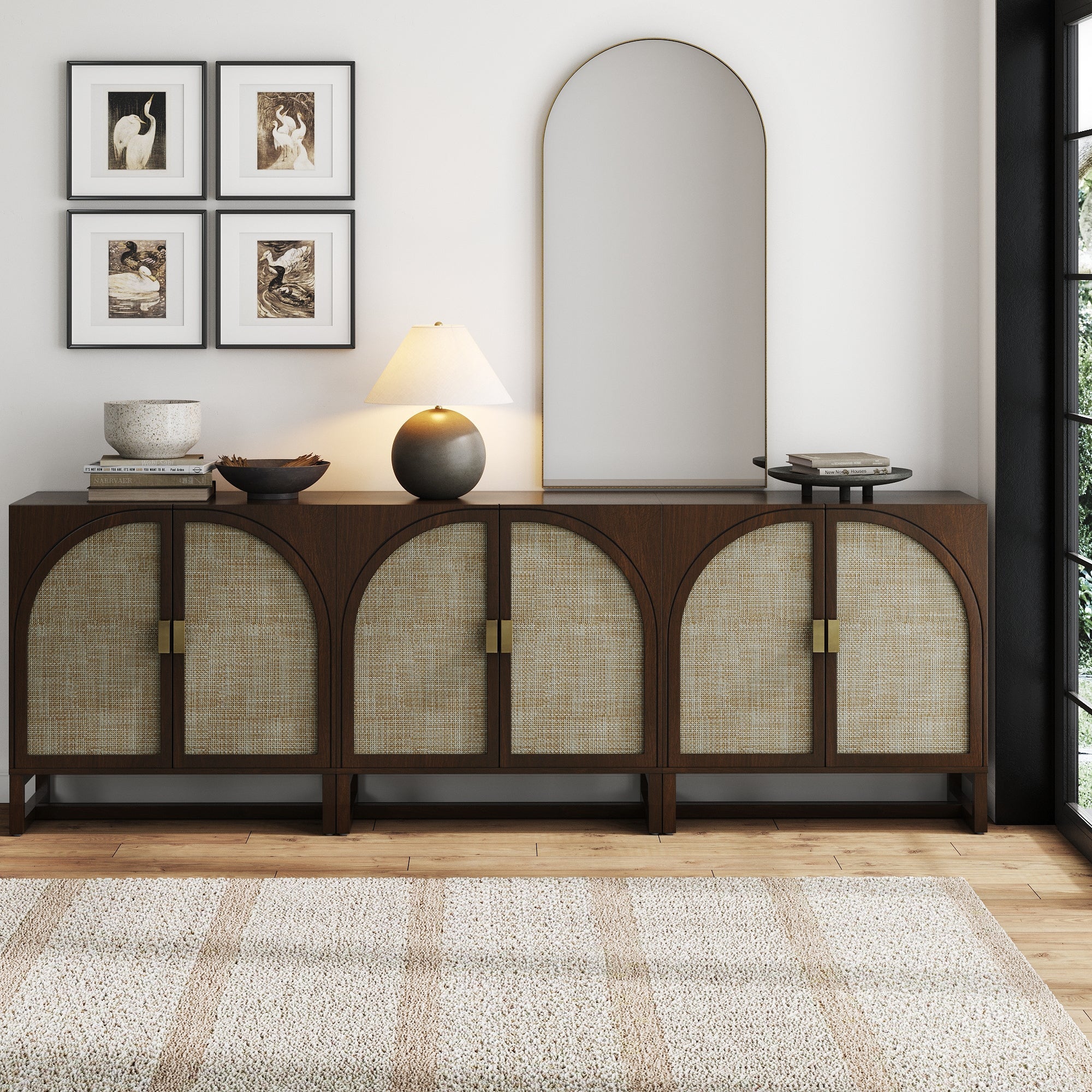 Boho Arched Storage Credenza Dark