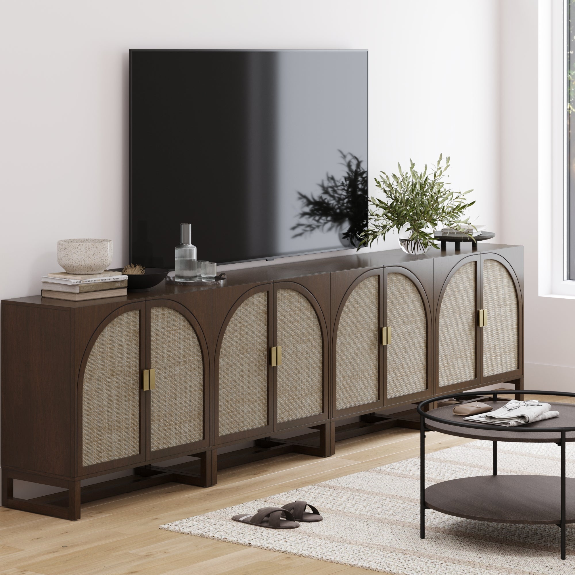 Large Arched Credenza Console Table Dark