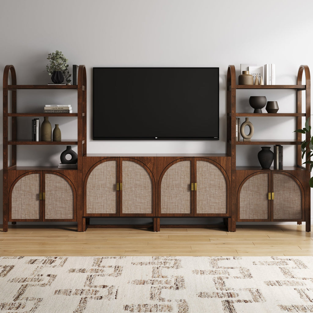 Arched Entertainment Center Wood Dark