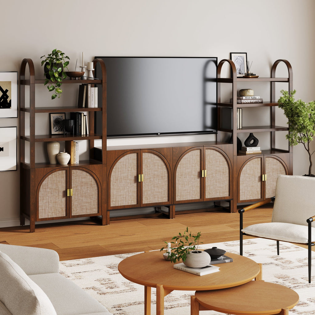 Arched Entertainment Center Wood Dark