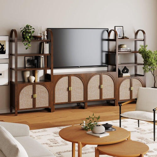 Arched Entertainment Center Wood Dark