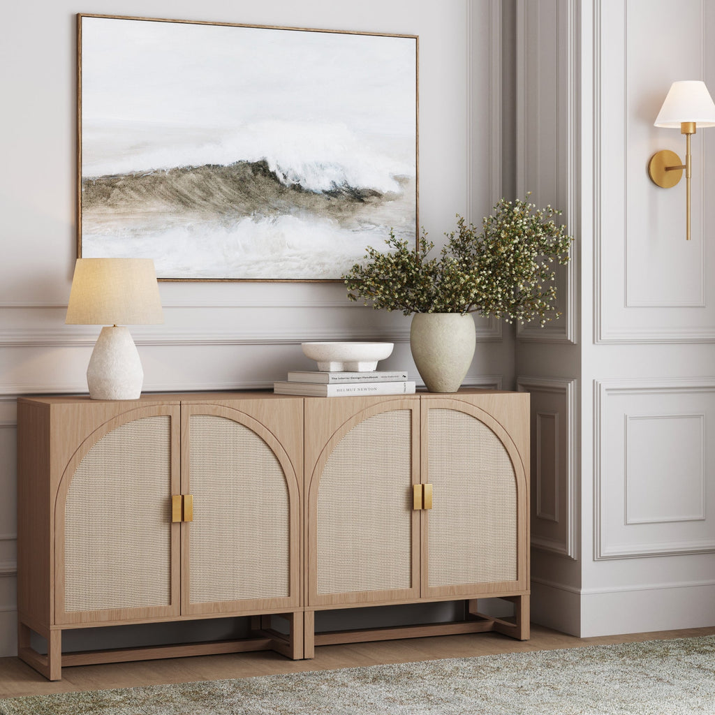 Rattan Arched TV Console Stand for TVs up to 65"