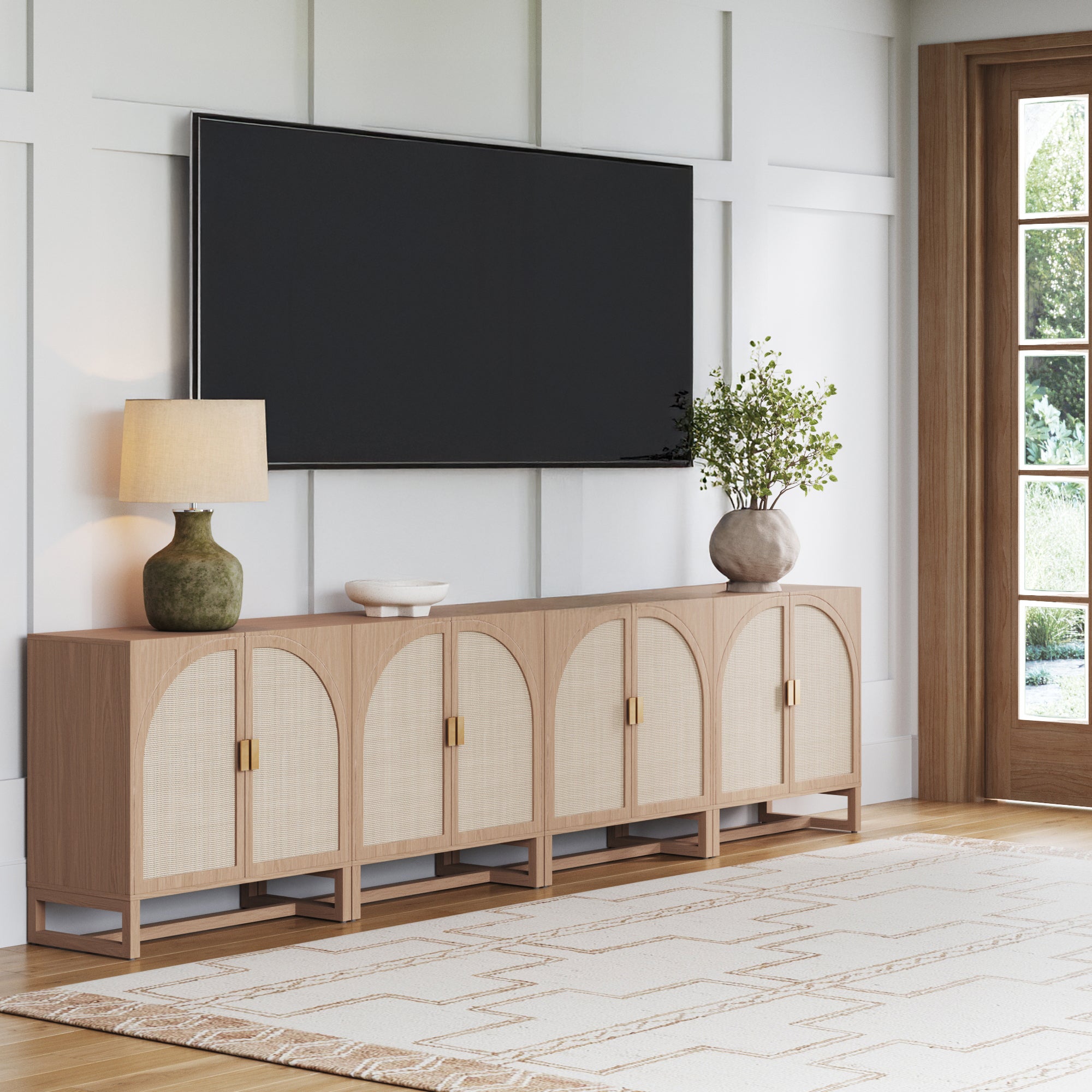 Large Boho Arched Cabinet Credenza