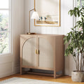 Boho Rattan Arched Door Storage Cabinet