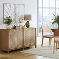 Boho Woven Seagrass Storage Cabinet Credenza