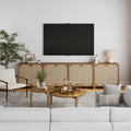 Woven Seagrass TV Console Cabinet for TVs up to 100"
