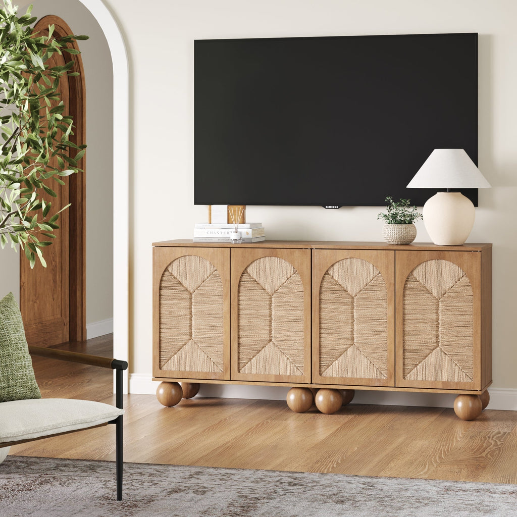 Seagrass Arched TV Console Cabinet for TVs up to 65"