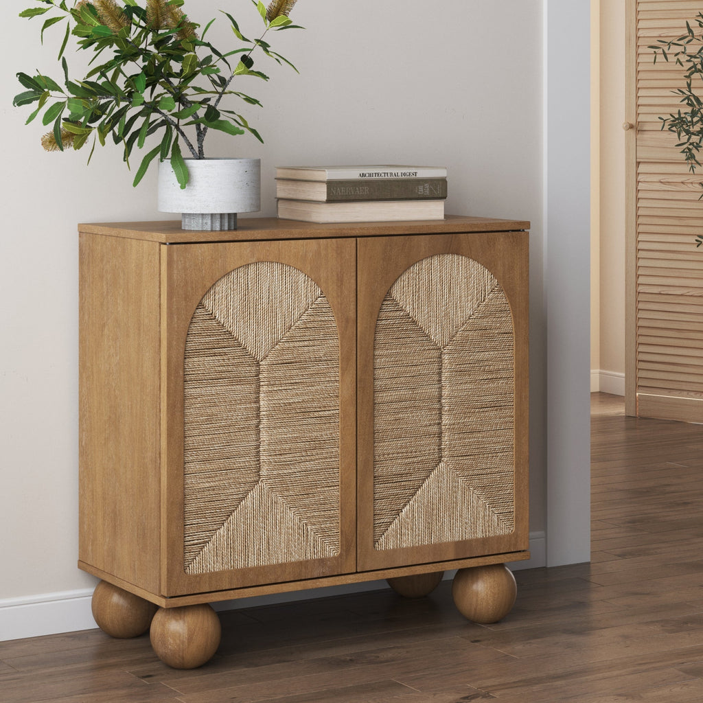 Seagrass Arched Storage Cabinet