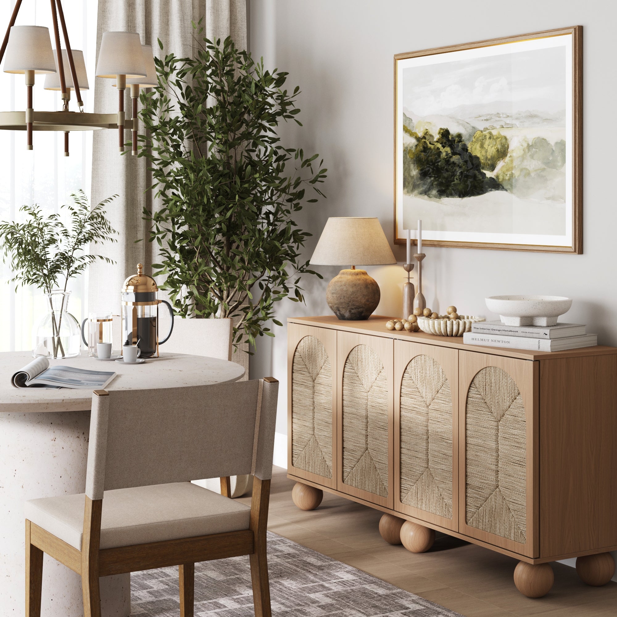 Seagrass Arched TV Console Cabinet for TVs up to 65"