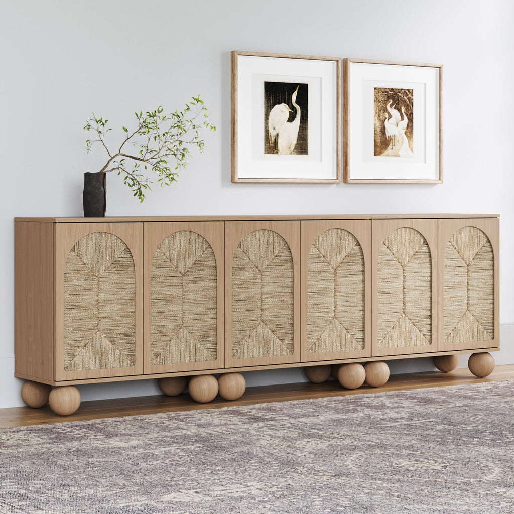Seagrass Arched Storage Cabinet Credenza