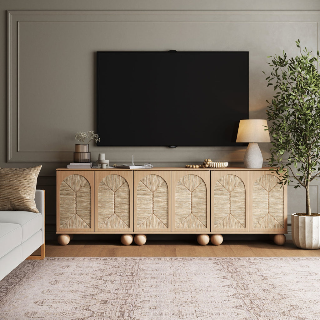 Seagrass Arched TV Console Cabinet for TVs up to 75"