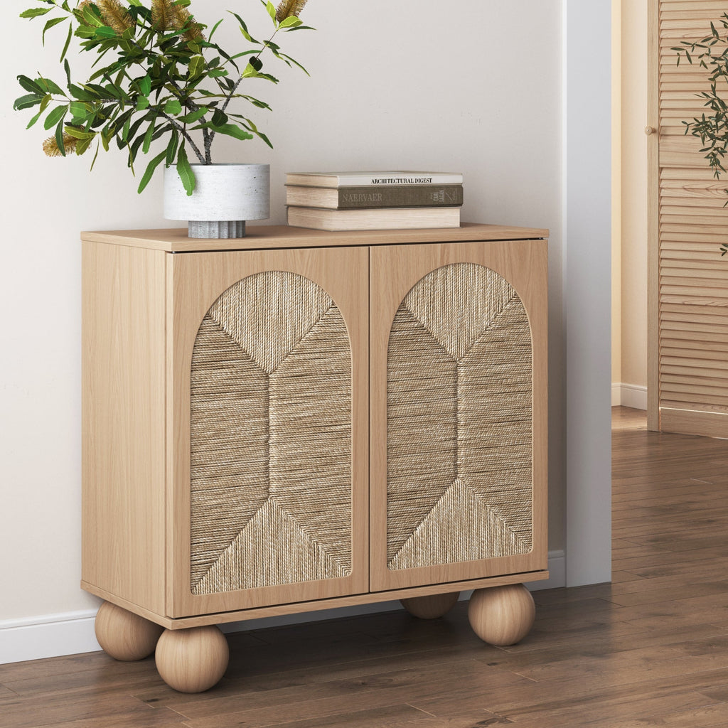 Seagrass Arched Storage Cabinet