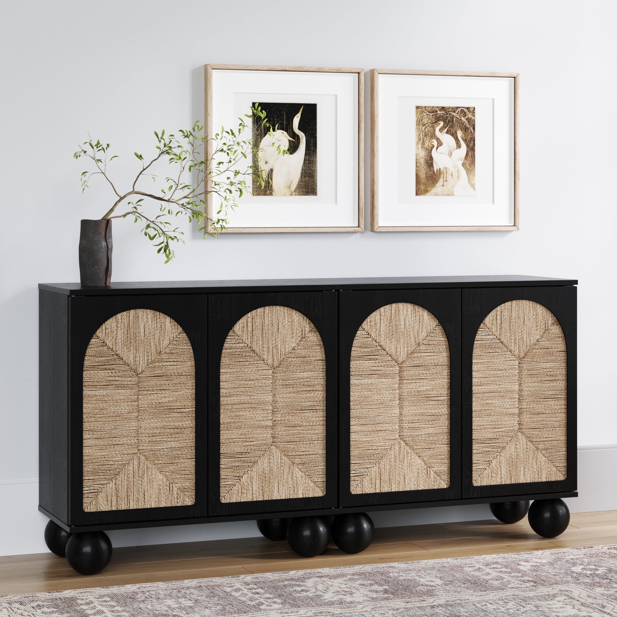 Seagrass Arched TV Console Cabinet for TVs up to 65"