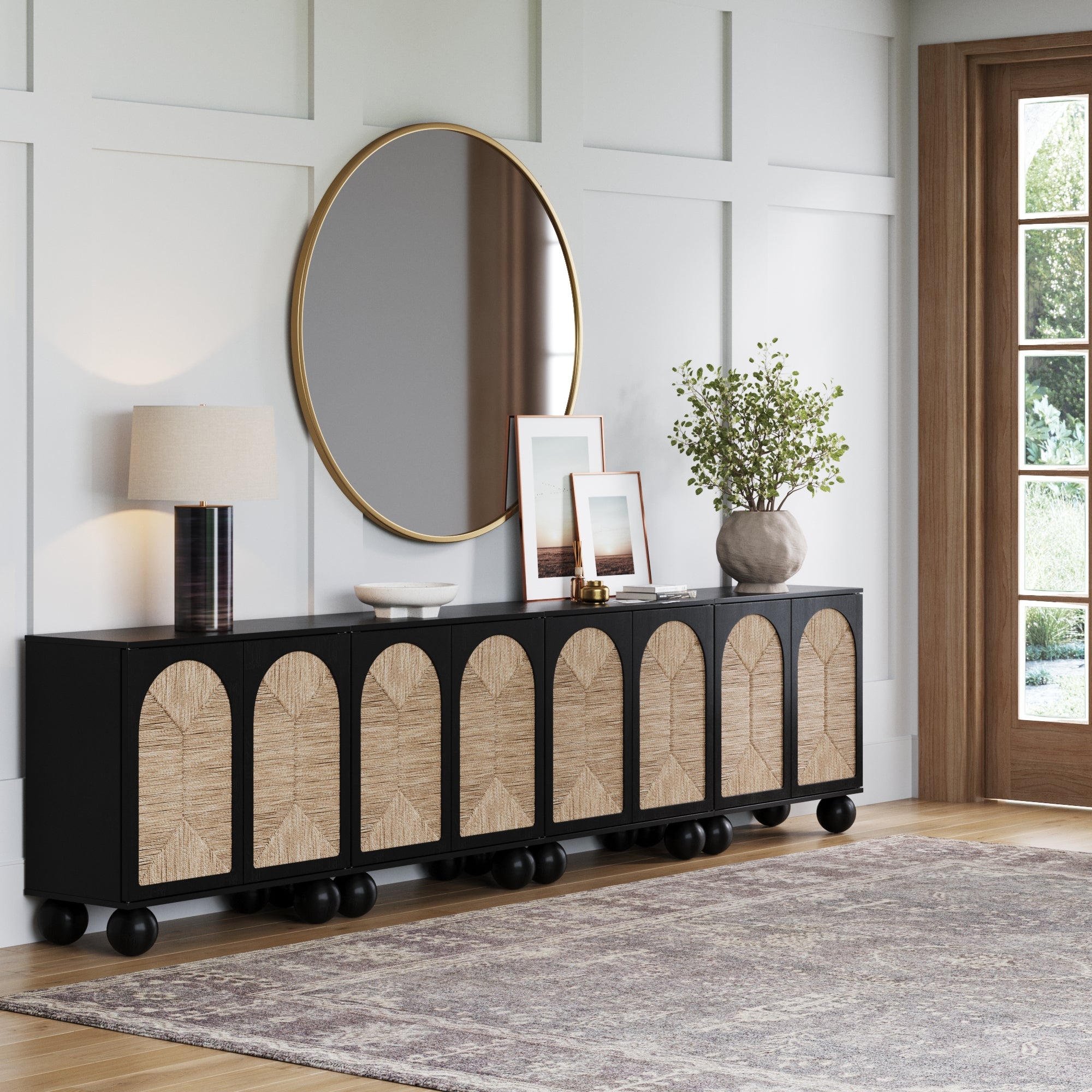 Seagrass Arched TV Console Cabinet for TVs up to 100"