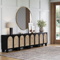 Large Seagrass Arched Storage Cabinet Credenza