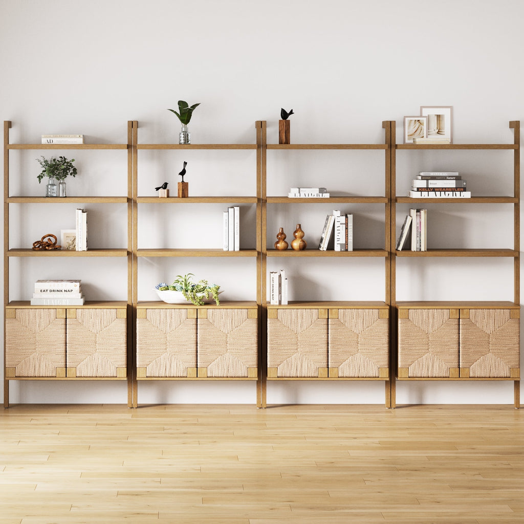 Seagrass Wall Bookshelves with Doors