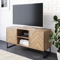 Wood Herringbone TV Cabinet Light Golden