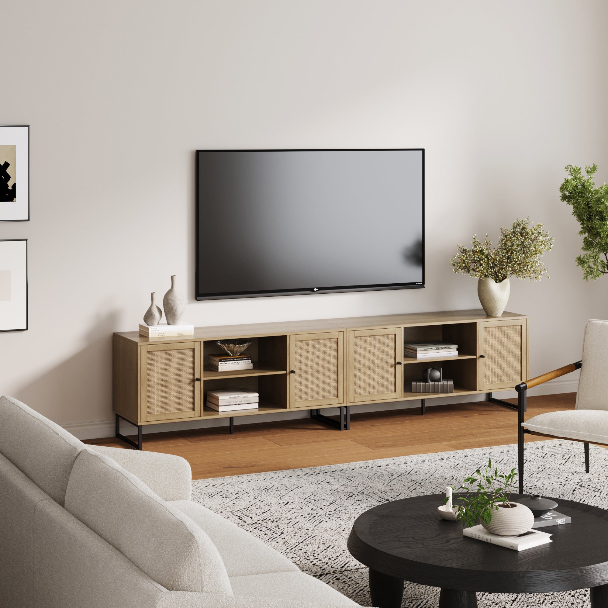 Rattan TV Console Credenza