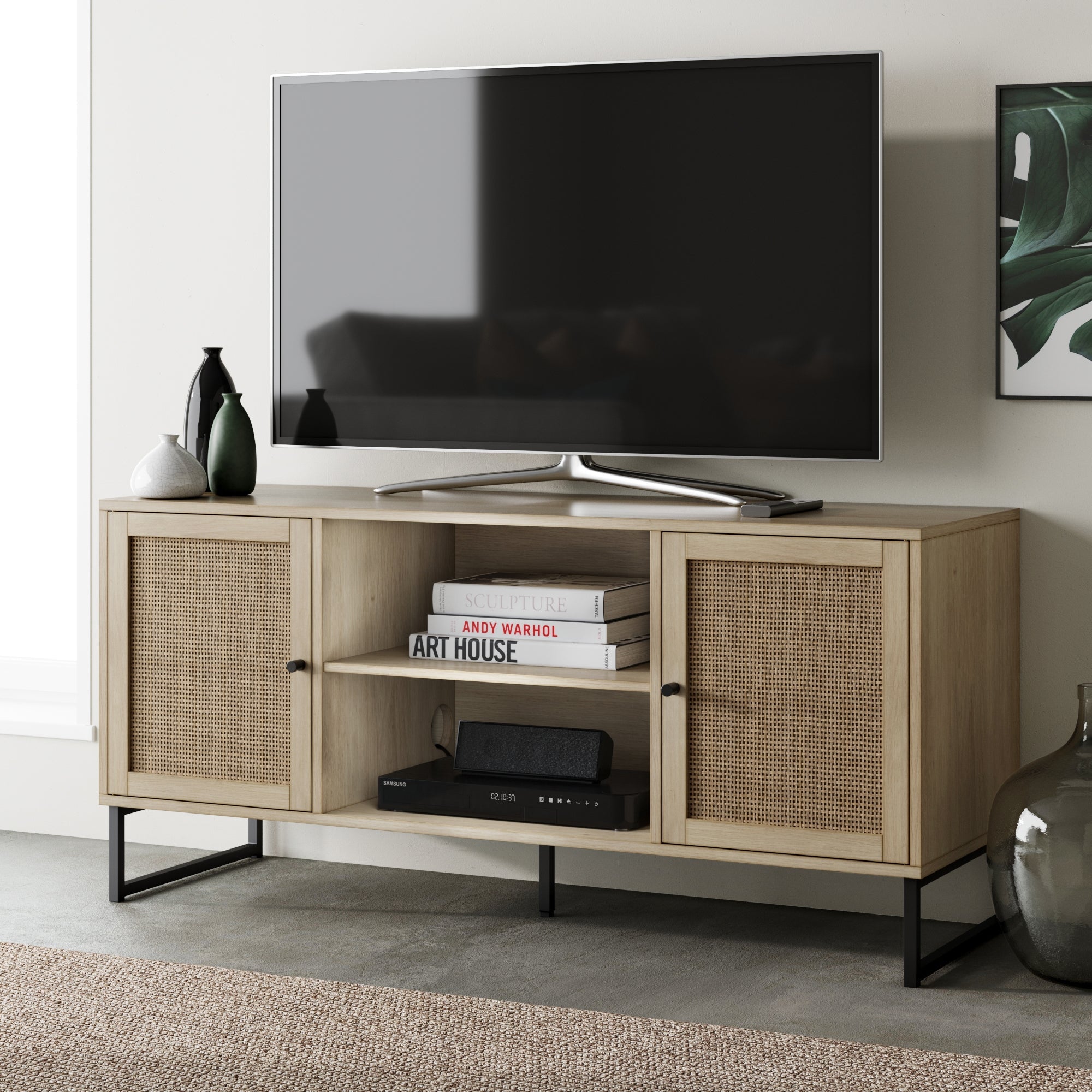 Rattan & Wood 2-Door TV Cabinet