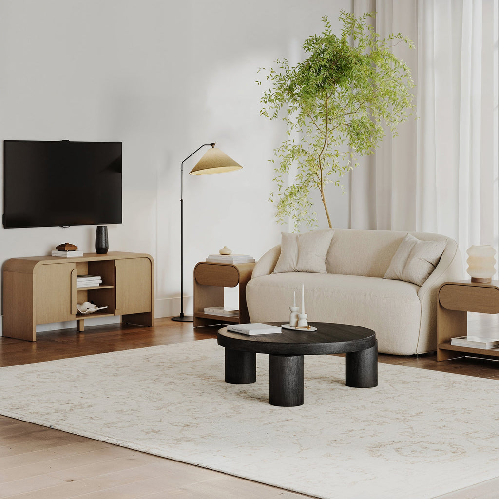 Arched TV Stand and 2 End Table Living Room Set