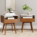 Mid-Century Faux Marble Nightstand