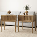 Bohemian Solid Wood Nightstand Set of 2 with Drawer