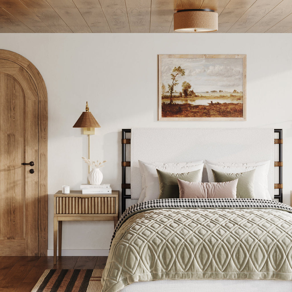 Bohemian Wood Nightstand with Drawer