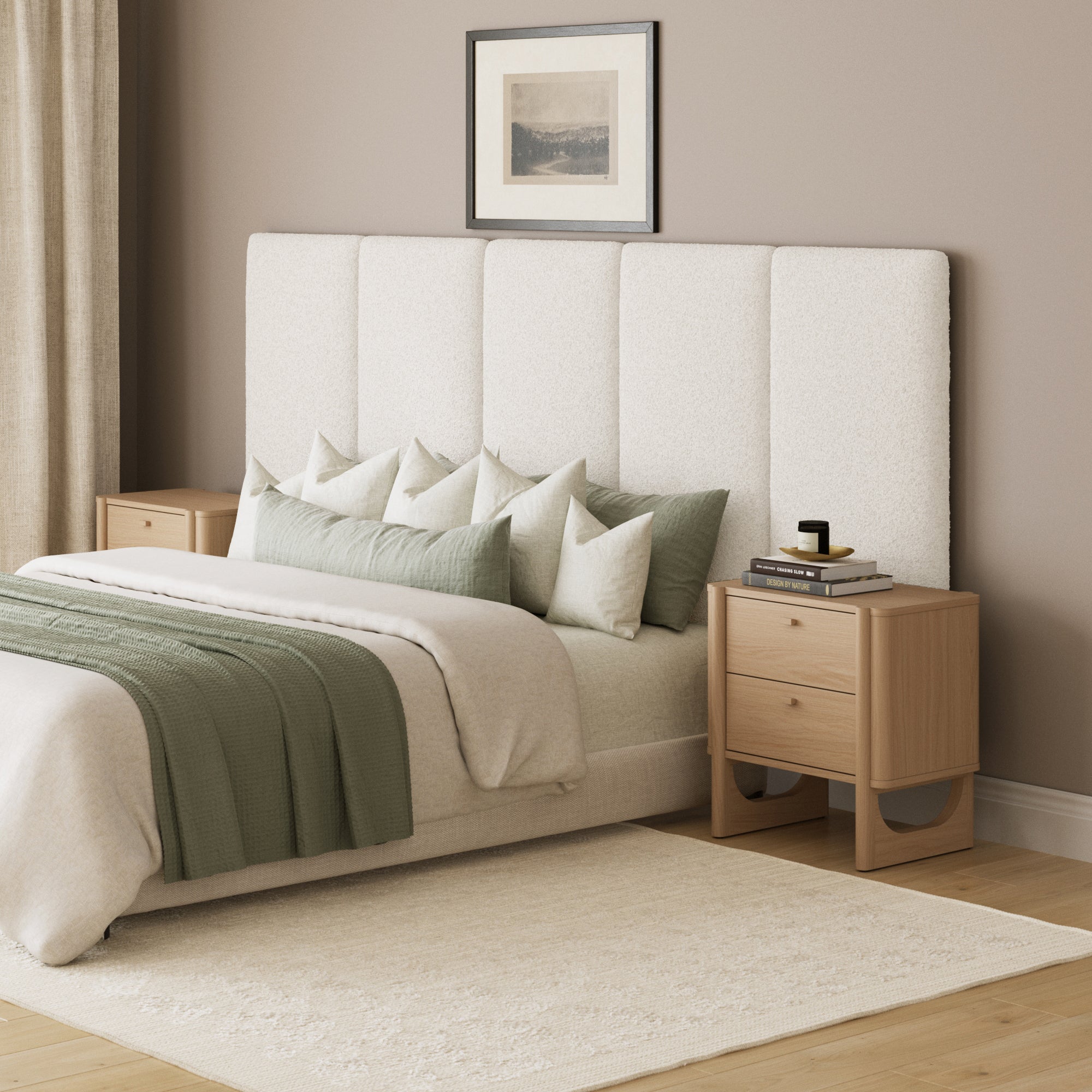 Wall Mounted Boucle Headboard with Padding