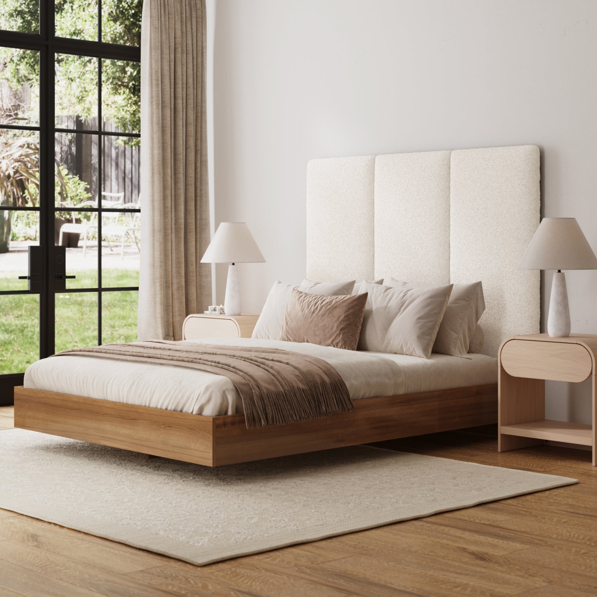 Size Wall Mounted Textured Boucle Headboard