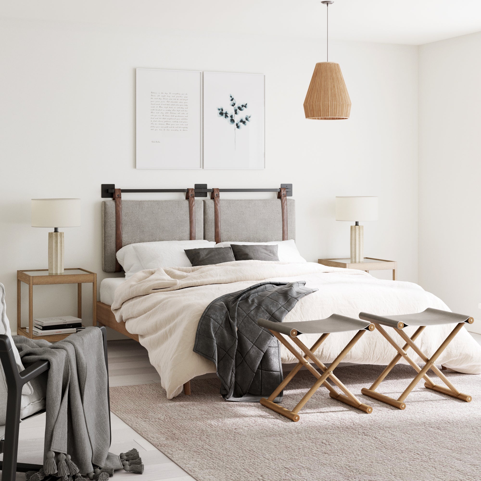 Upholstered King Wall Mount Headboard