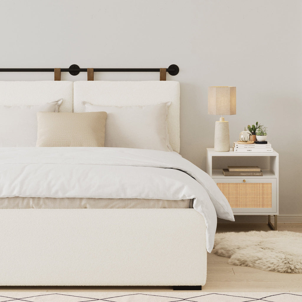 Boucle Upholstered King Wall Mount Headboard