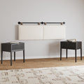 Modern Boucle King Headboard and Fluted Nightstand Set
