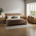Faux Leather King Bedroom Set with 2 Fluted Dresser & 2 Nightstand