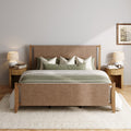Faux Leather King Bed Frame with 2 Curved Nightstand Set