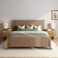 Faux Leather King Bed Frame with 2 Arched Nightstand Set